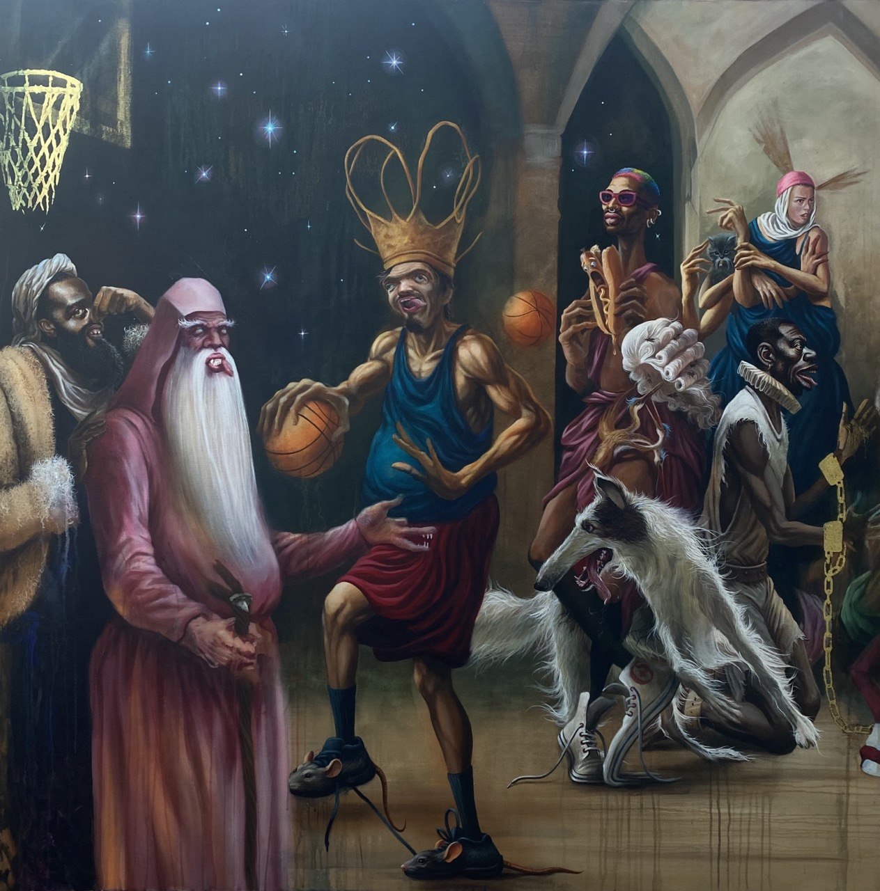Jester King with a Basketball — Oil on canvas