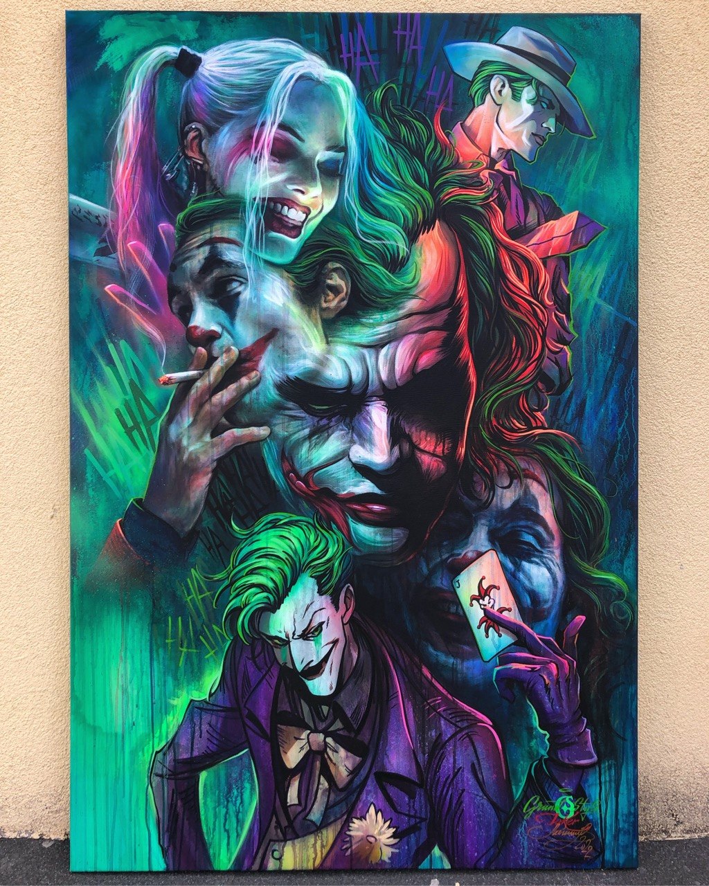 Jokers, four faces — Oil on canvas