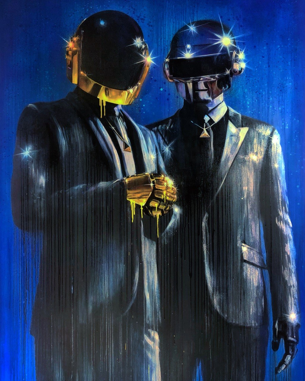 Two helmets, gold and silver — oil on canvas, Evgeniy Lapchenko